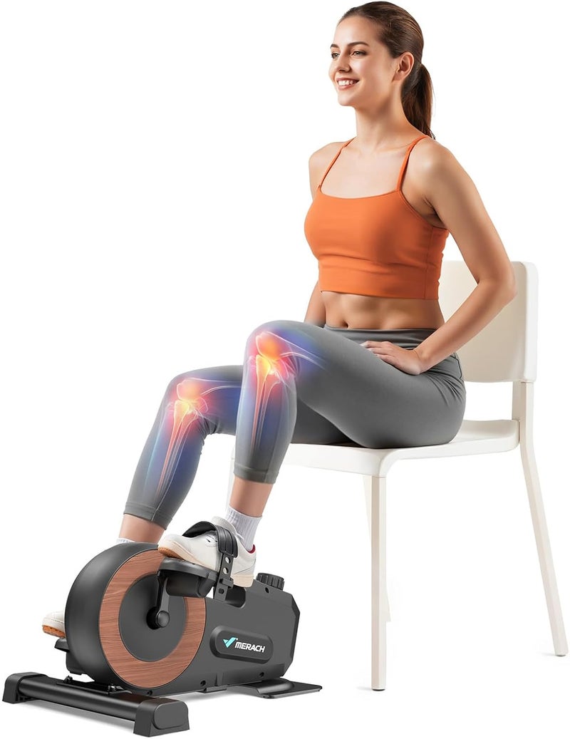 Merach Under Desk Bike Pedal Exerciser, Quiet Magnetic Mini Exercise Bike with App for Arm, Leg Recovery, Physical Therapy, Smooth Foot Desk Cycle with 2 Resistance Bands & Non-Slip Mat - Image 1